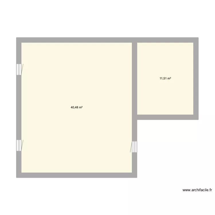 Maison 2b. Plan de 2 Pièces et 52 m²