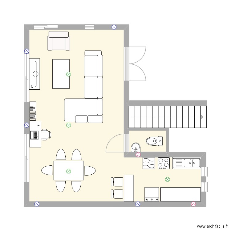 RDC 0. Plan de 2 pièces et 35 m2