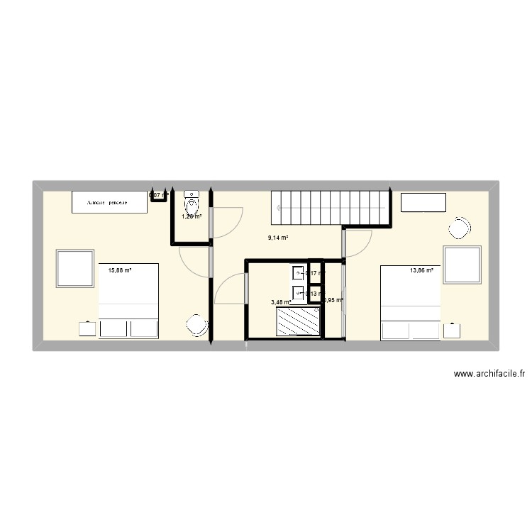 Neo variante 1. Plan de 17 pièces et 91 m2
