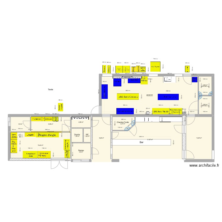 Cuisine salle poly. Plan de 14 pièces et 146 m2