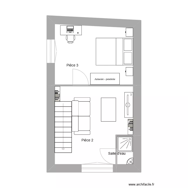 Lopes d&eacute;pendance ETAGE meubl&eacute;. Plan de 