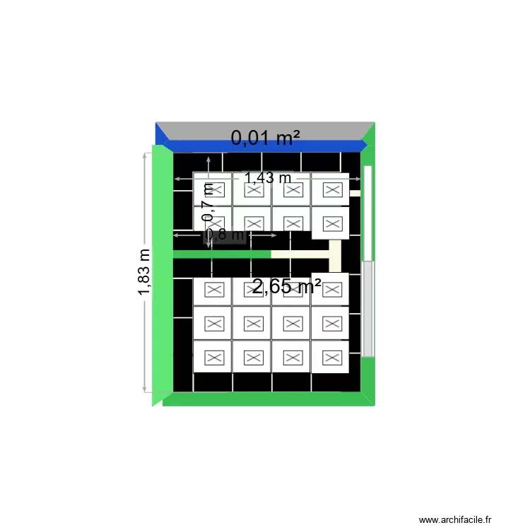 SALLE DE BAIN GUEST. Plan de 2 Pièces et 3 m²