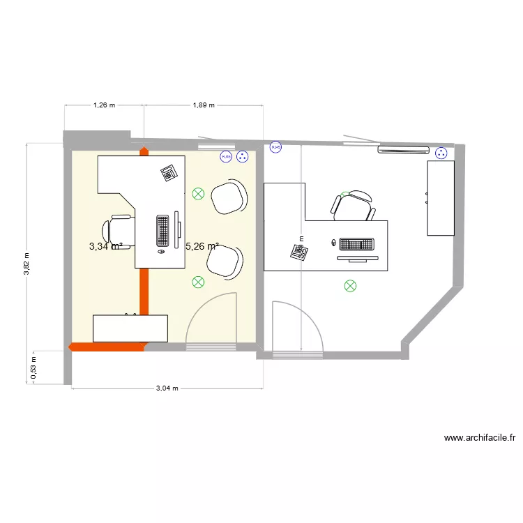 bureau verberie. Plan de 
