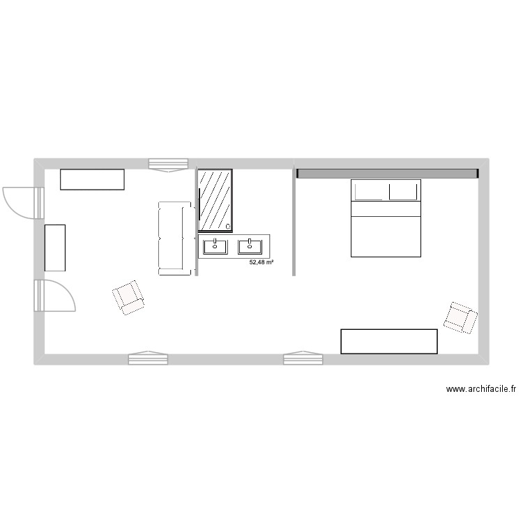 Marssac plan étage 3. Plan de 1 pièce et 52 m2