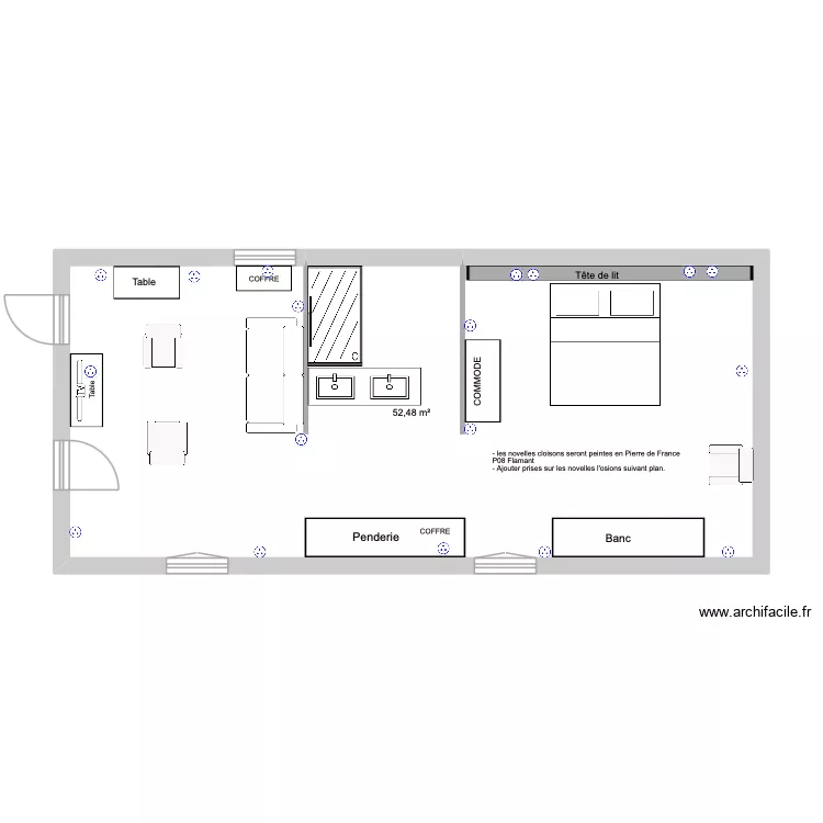 Marssac plan étage 3. Plan de 1 pièce et 52 m² Marssac plan étage 3. Plan de 1 pièce et 52 m²