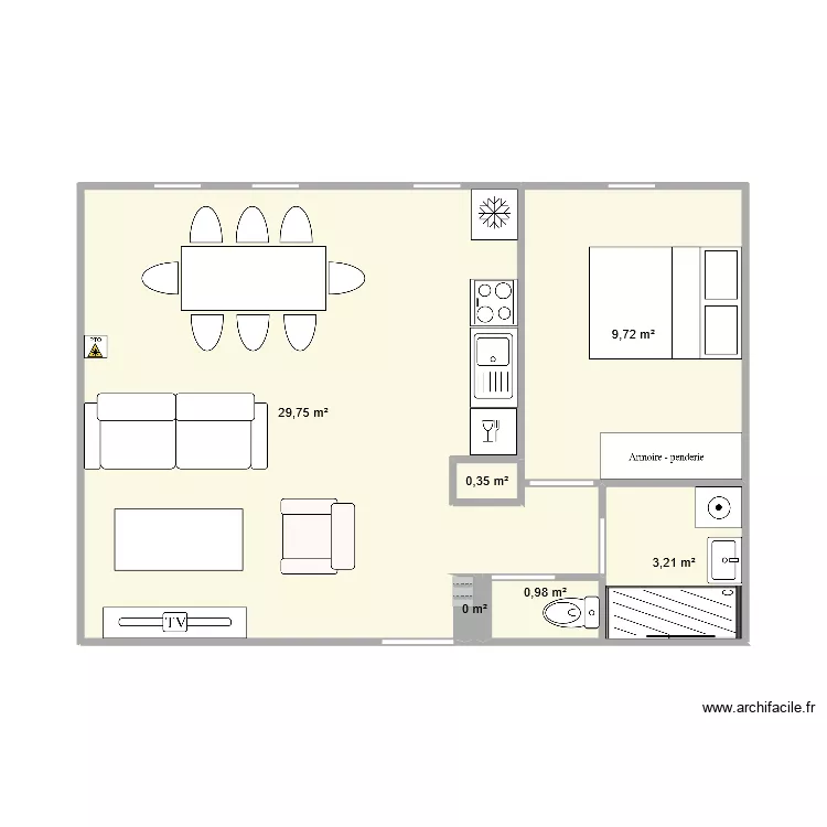 Appart avant travaux. Plan de 6  et 44 m²