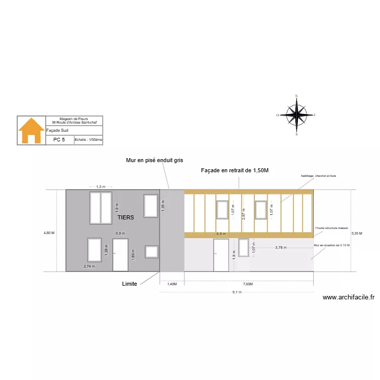 PC 5  Fa&ccedil;ade Sud P. Plan de 