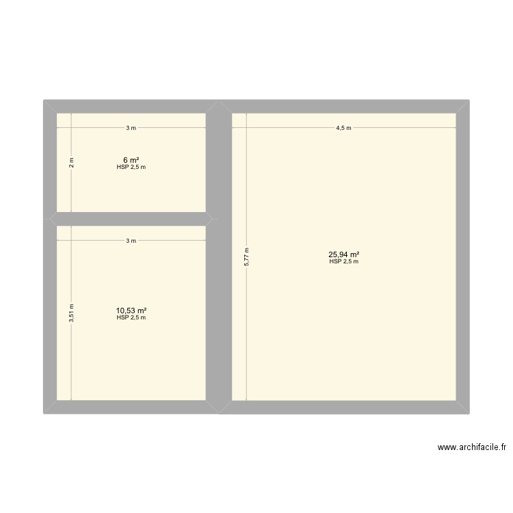 Extension 18 12 25. Plan de 3 pièces et 42 m2