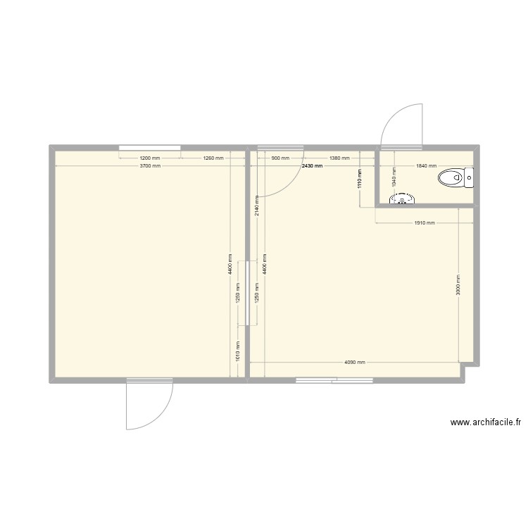 sas chauffeur mag manu. Plan de 3 pièces et 35 m2