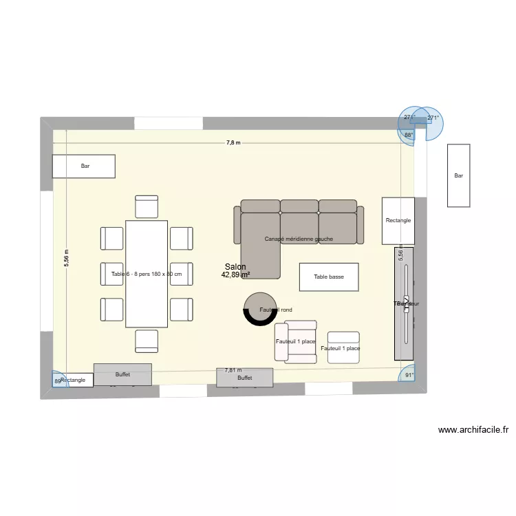 22 jules verne. Plan de 1 Pièce et 43 m²