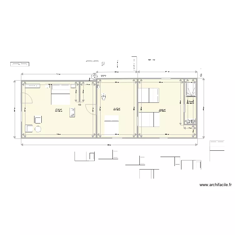 chambre 3. Plan de 4  et 90 m²