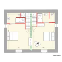 Plan étage avec deux escaliers 3 et sdb rdc dans grange