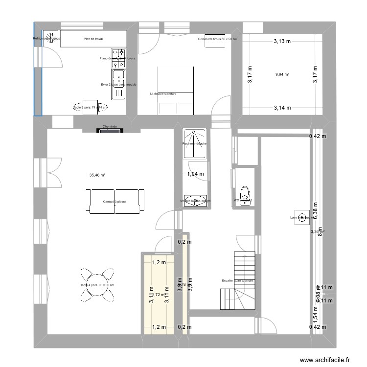 Rochechouart rdc - projet. Plan de 0 pièce et 0 m2