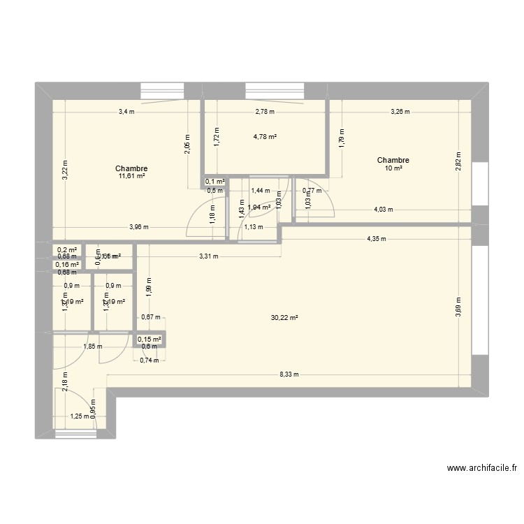 Gieres - initial. Plan de 12 pièces et 62 m2