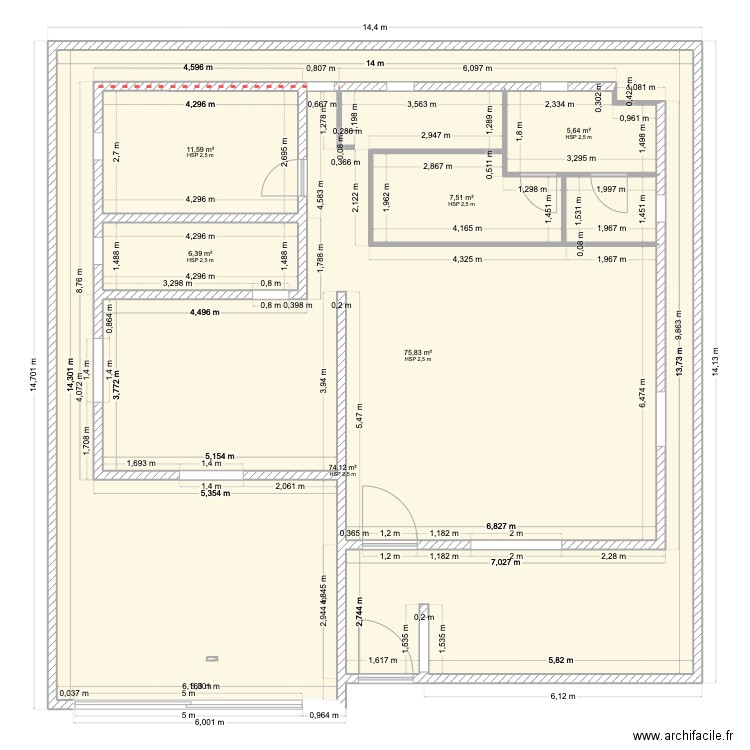 Maison HEBIE. Plan de 6 pièces et 181 m2