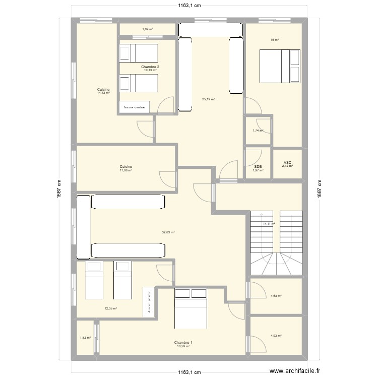 Parcelle 248. Plan de 16 pièces et 172 m2