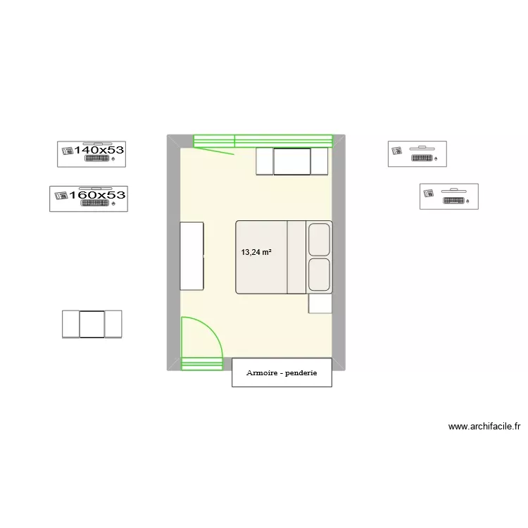 lyv. Plan de 1 Pièce et 13 m²