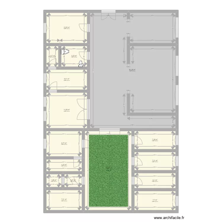 HCIHAM A. Plan de 16  et 221 m²