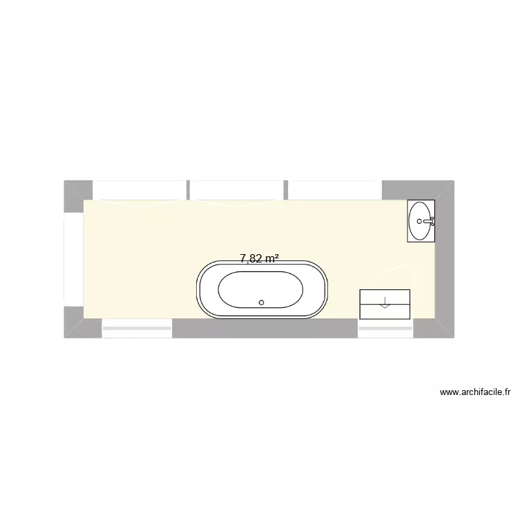 SDB. Plan de 1  et 8 m²