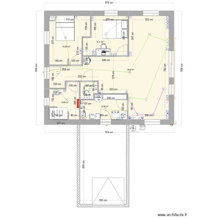 Isa68m.v3. Plan de 6 pièces et 69 m2