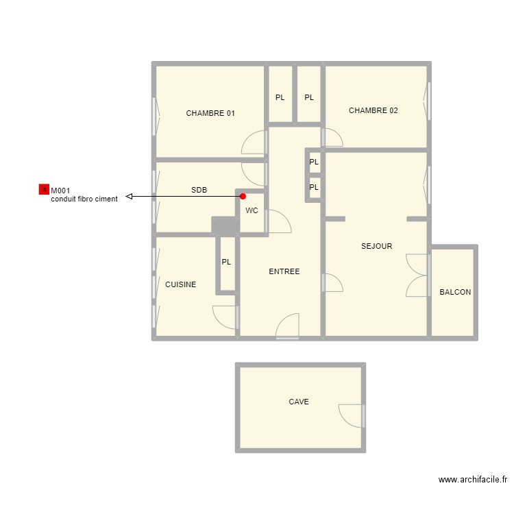 appart nimes amiante. Plan de 15 pièces et 56 m2
