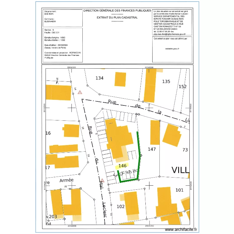 plan cadastral avec parking Elsenheim. Plan de plan cadastral avec parking Elsenheim. Plan de