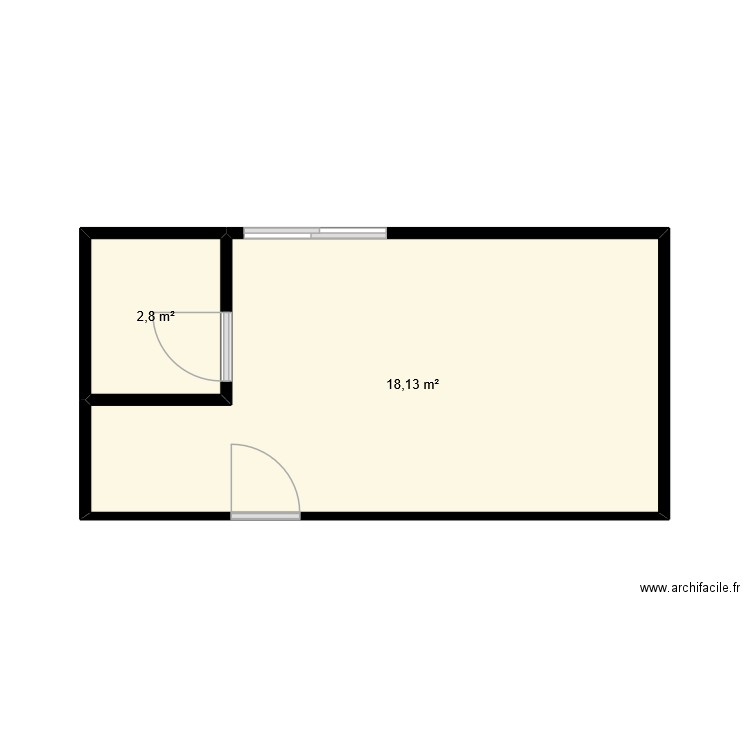 CHAMBRE PARENTALE. Plan de 2 pièces et 21 m2