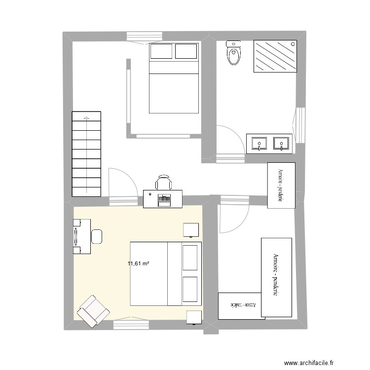 Charnecles 2. Plan de 1 pièce et 12 m2