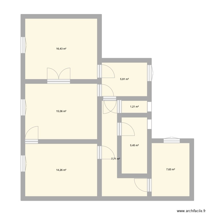 Appartement impasse 14 modif. Plan de 8 pièces et 74 m2