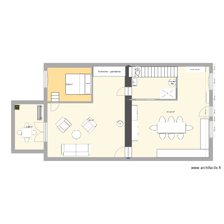 Cramans rêvé. Plan de 4 pièces et 90 m2