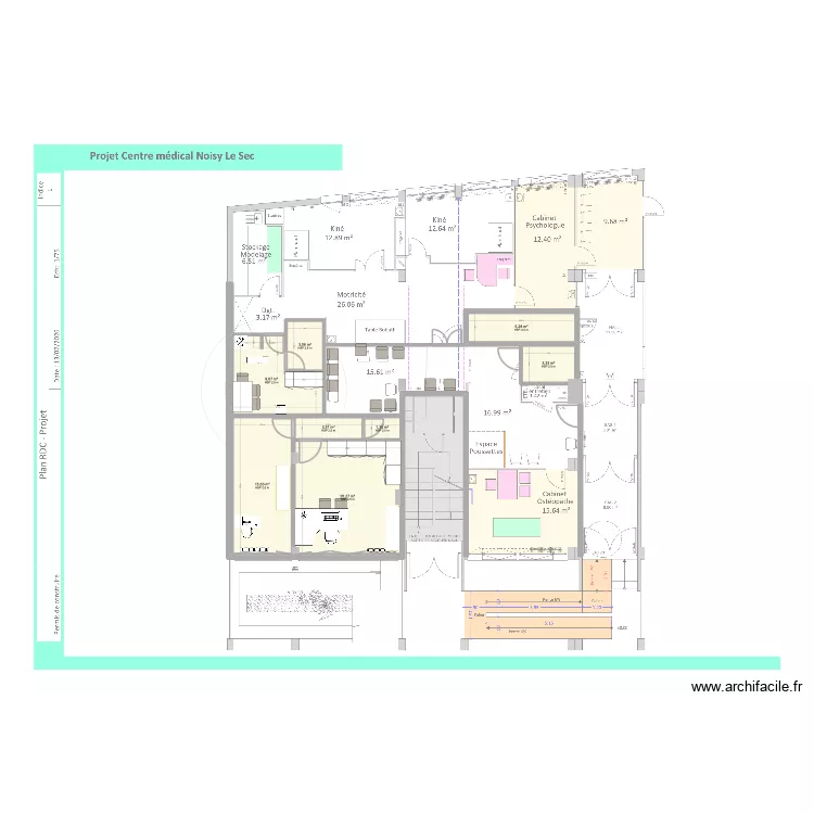 Cabinet. Plan de 8  et 59 m²
