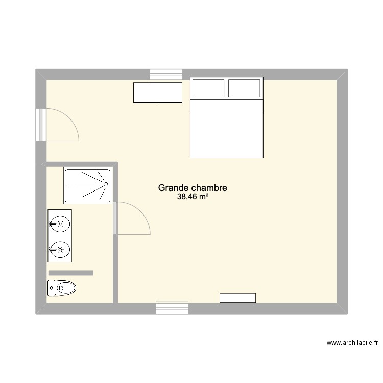 grande chambre pageas. Plan de 1 pièce et 38 m2