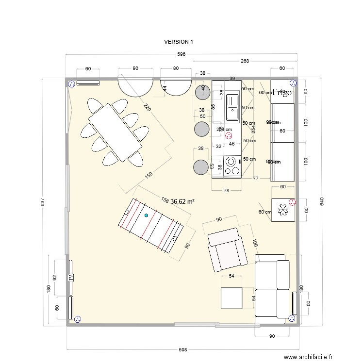 Modifications version 1. Plan de 0 pièce et 0 m2