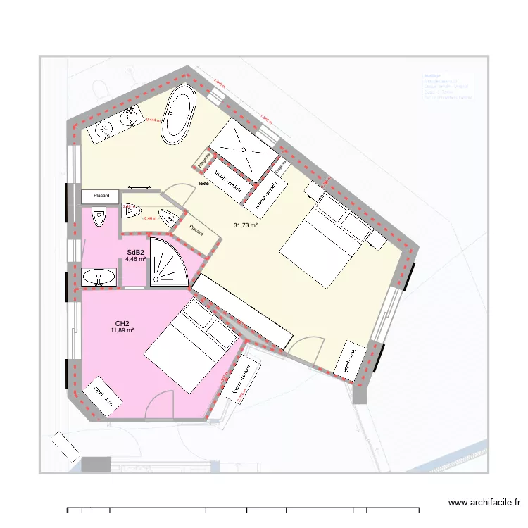 CH1 et 2 v3. Plan de 4  et 48 m²
