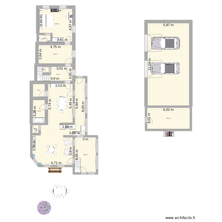 bermerain. Plan de 12 pièces et 215 m2