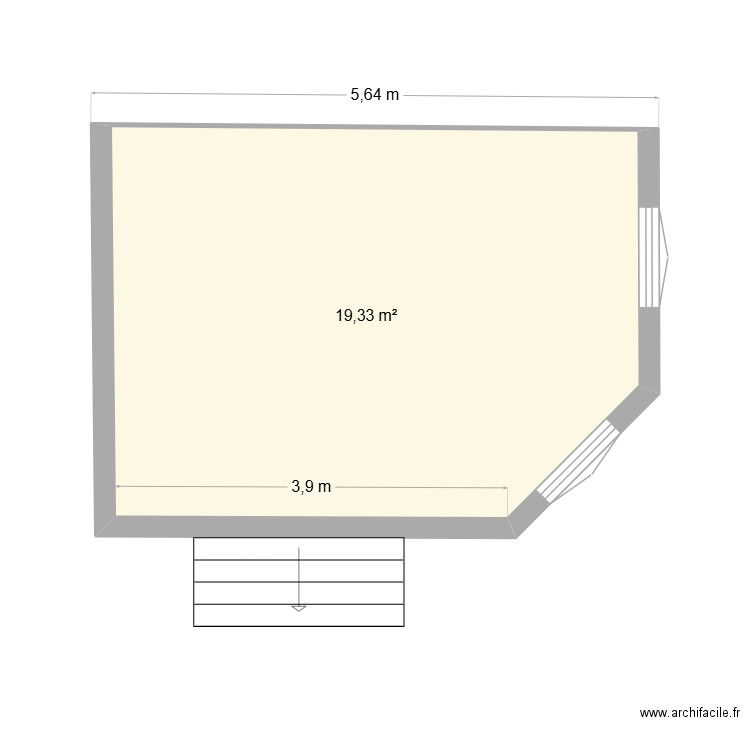 Véranda 14/11. Plan de 1 pièce et 19 m2