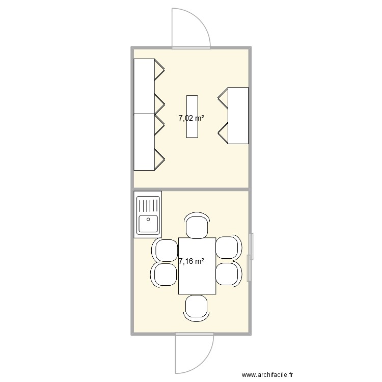 VINCI CHANTIER MARCY L'ETOILE. Plan de 2 pièces et 14 m2