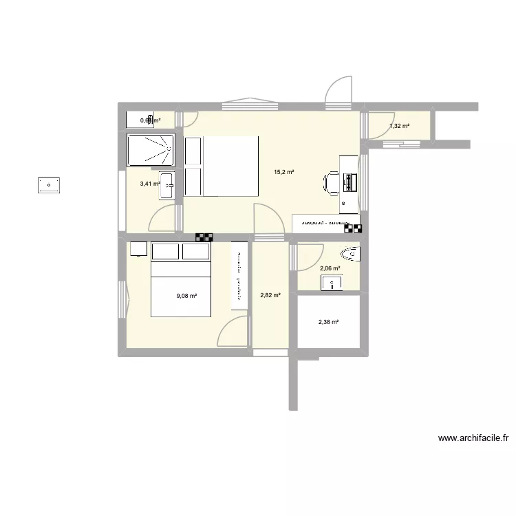 chambre parentale. Plan de chambre parentale. Plan de