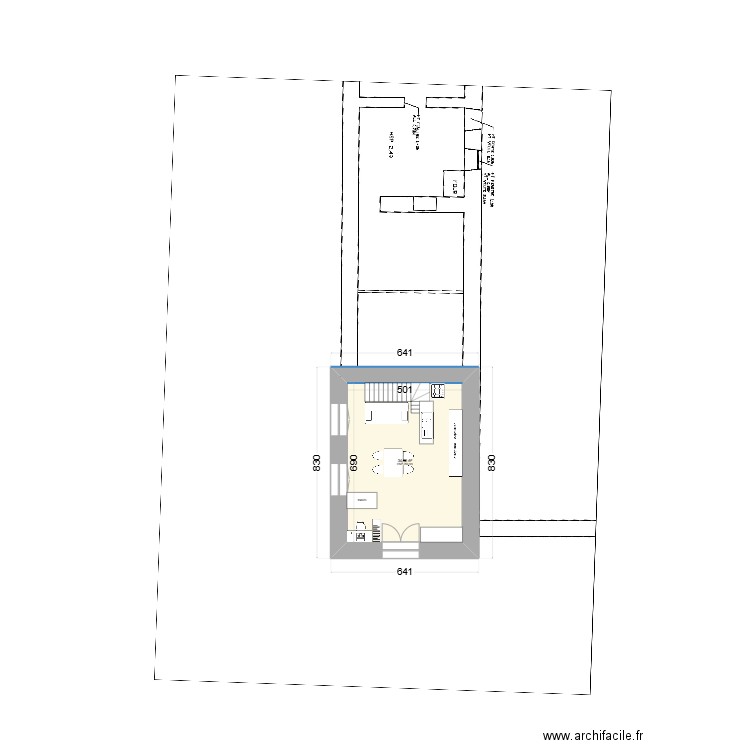 V1b_Longère escalier ouest. Plan de 0 pièce et 0 m2