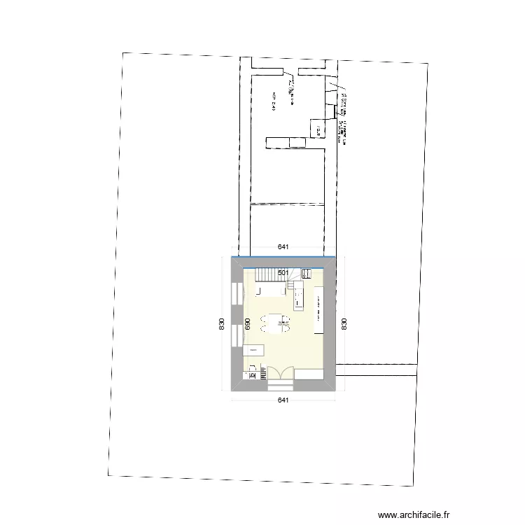 V1b_Long&egrave;re escalier ouest. Plan de 
