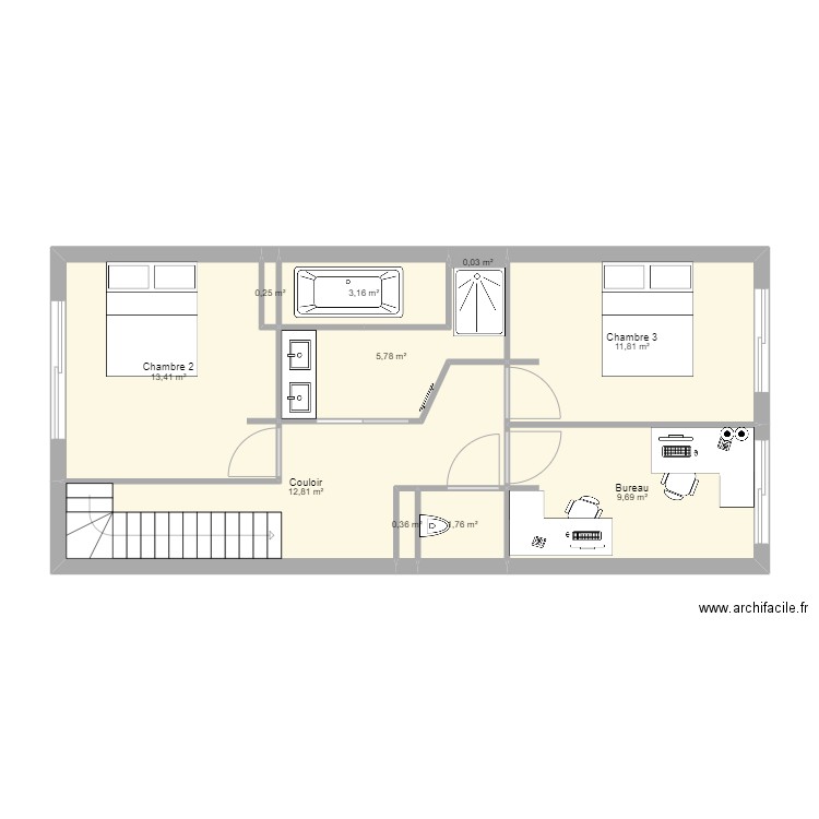 Plan R+1 vide. Plan de 0 pièce et 0 m2