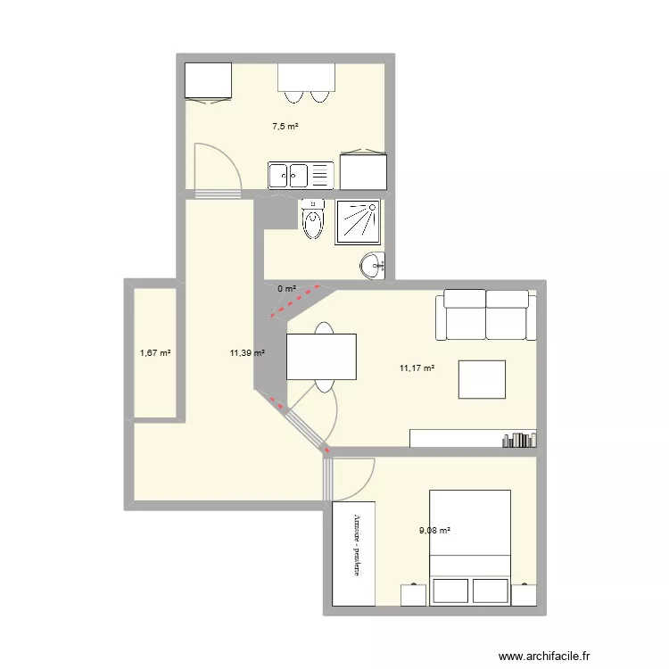 aubervilliers. Plan de 6 pièces et 41 m² aubervilliers. Plan de 6 pièces et 41 m²