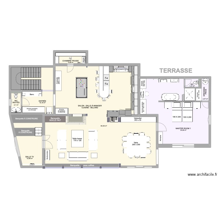 TERRASSE ATELIER DES FRÈRES. Plan de 8 pièces et 167 m2
