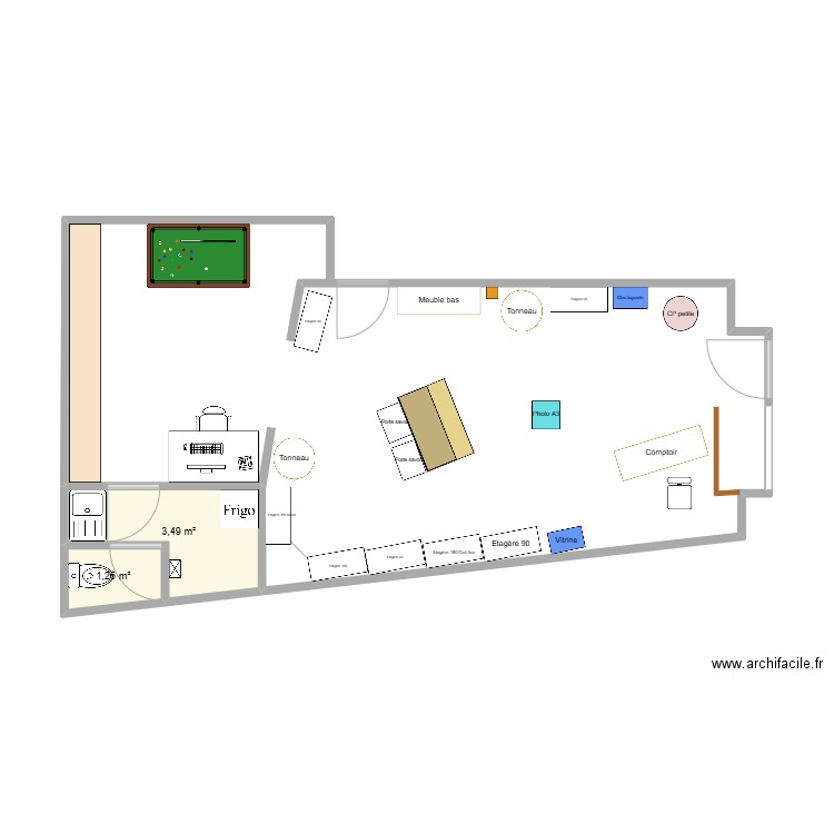 Masuc Aubrac. Plan de 2 pièces et 5 m2