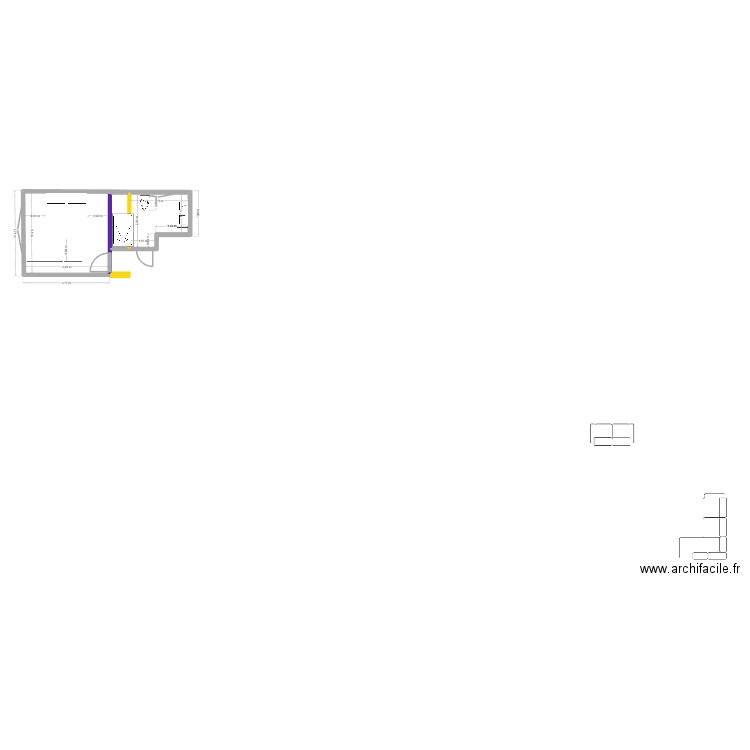 plan salle de bain v_28.11_douche gauche wc inchangé. Plan de 2 pièces et 7 m2