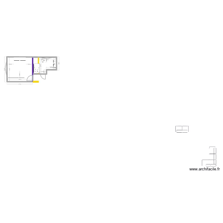 plan salle de bain v_28.11_douche gauche wc inchangé. Plan de 2 pièces et 7 m² plan salle de bain v_28.11_douche gauche wc inchangé. Plan de 2 pièces et 7 m²