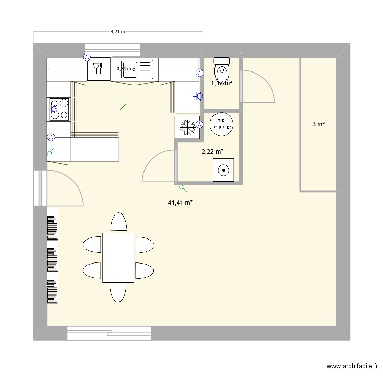 Tencin. Plan de 4 pièces et 48 m2