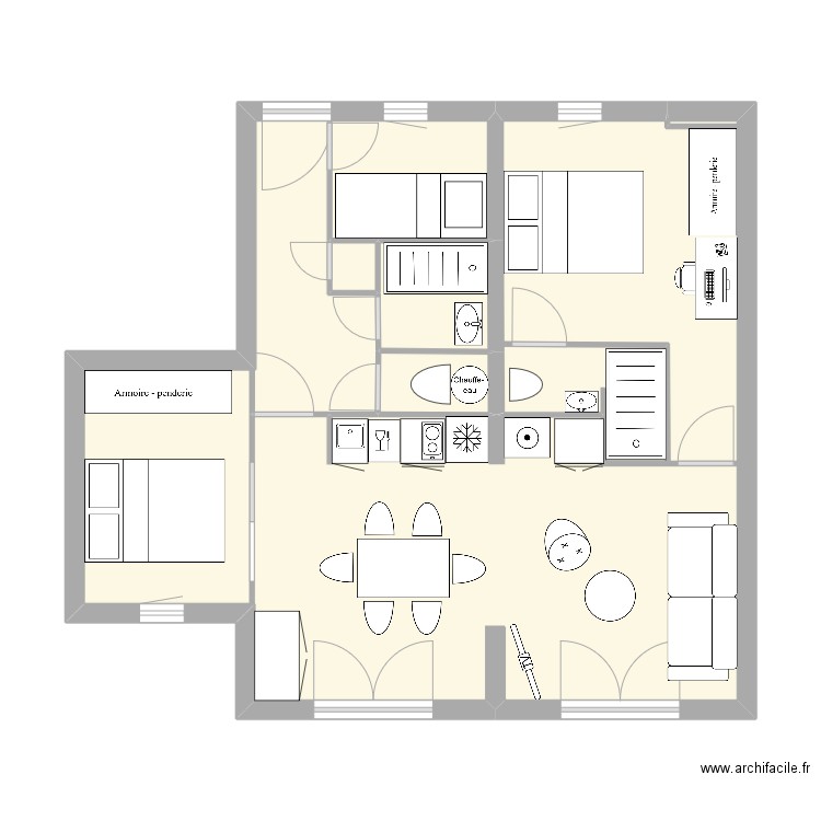 test SG4. Plan de 4 pièces et 56 m2