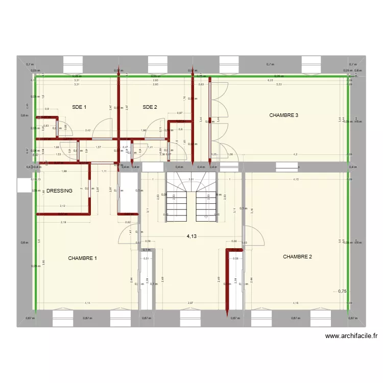 CAROLE & LUDO  PROJET  1&deg; ETAGE cot&eacute;. Plan de 