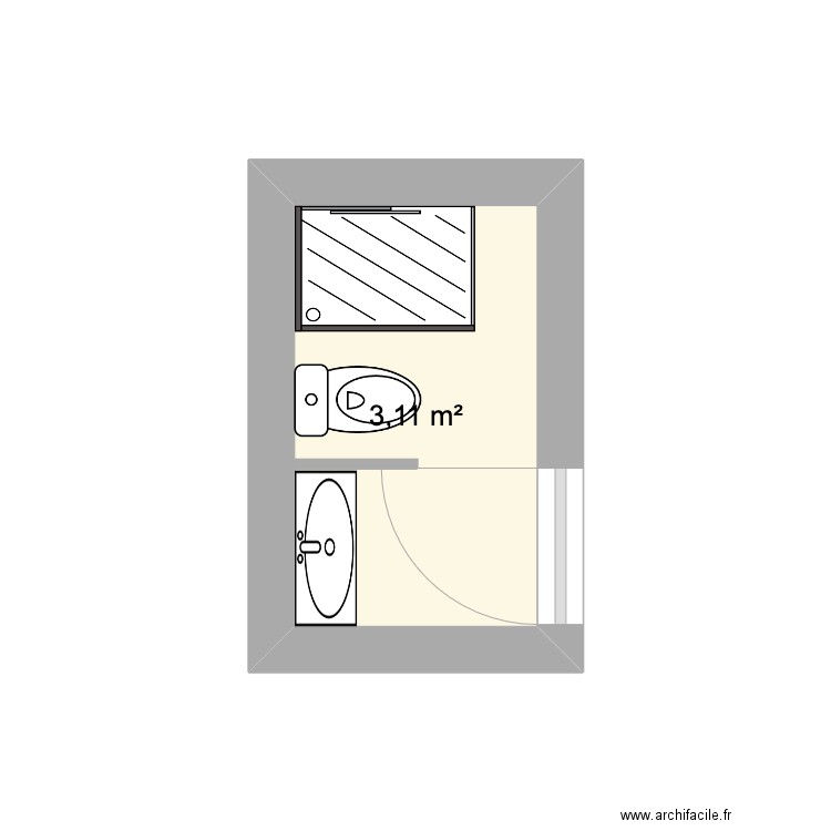 SALLE EAU LOCAL4. Plan de 1 pièce et 3 m2